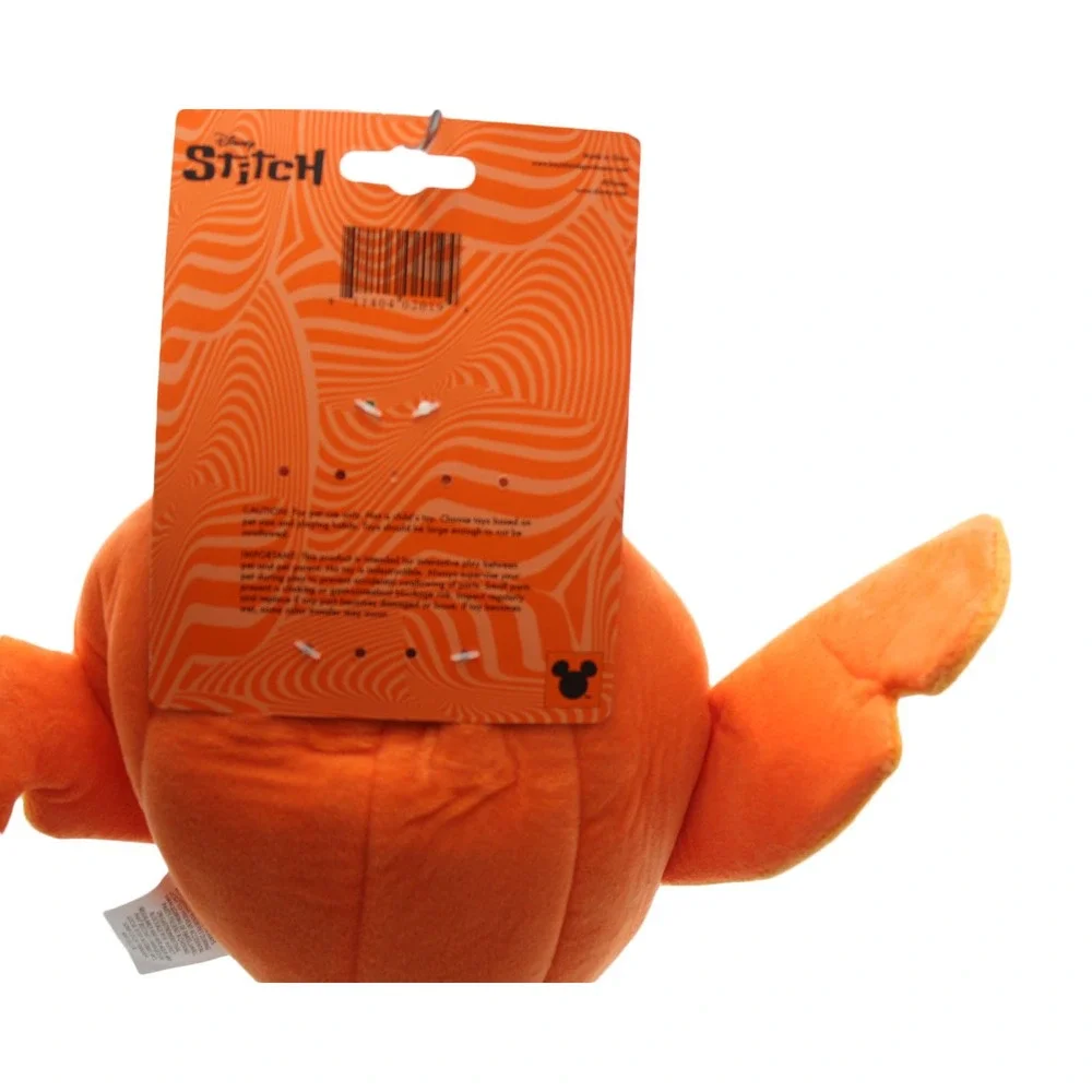 Disney Stitch Halloween Pumpkin Plush Pet Toy Orange Squeaky Toy New